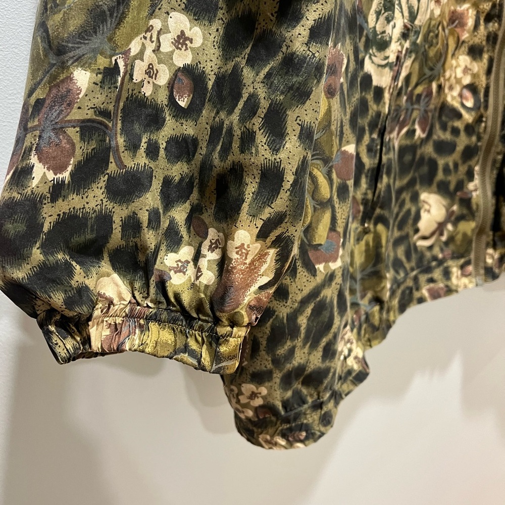 Vintage leopard print 80s 100% silk‎ bomber oversize jacket Size 3X - Picture 3 of 9